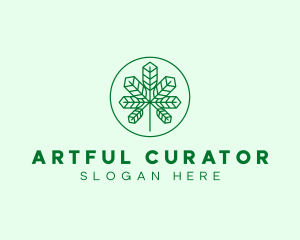 Geometric Cannabis Marijuana Leaf logo design