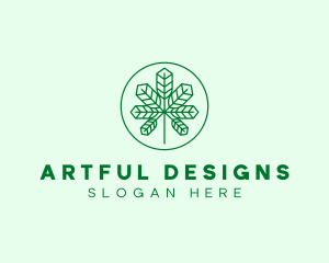 Geometric Cannabis Marijuana Leaf logo design