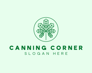 Geometric Cannabis Marijuana Leaf logo design