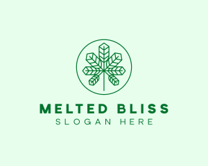 Geometric Cannabis Marijuana Leaf logo design