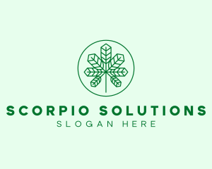 Geometric Cannabis Marijuana Leaf logo design