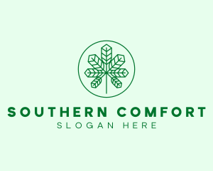 Geometric Cannabis Marijuana Leaf logo design