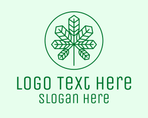 Minimalism - Geometric Cannabis Marijuana Leaf logo design