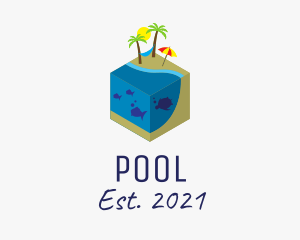 Palm Tree - Isometric Island Resort logo design