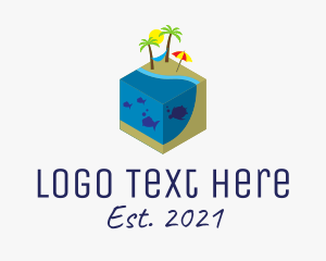 Hawaii - Isometric Island Resort logo design