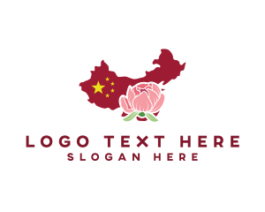 China - China Peony Map logo design
