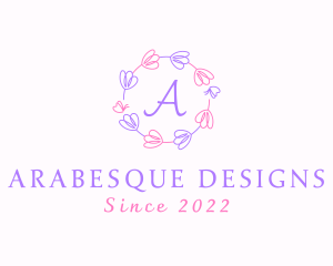 Butterfly Boutique Wreath logo design