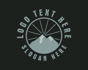 Trekking - Hipster Mountain Badge logo design