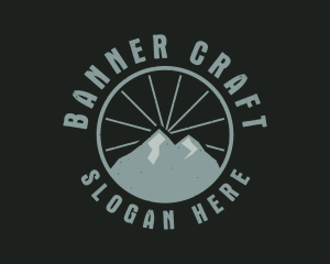 Hipster Mountain Badge logo design