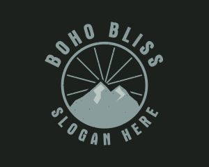 Hipster Mountain Badge logo design