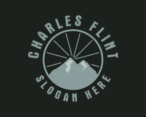 Hipster Mountain Badge logo design