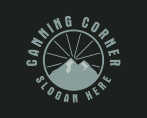 Hipster Mountain Badge logo design