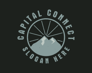 Hipster Mountain Badge logo design