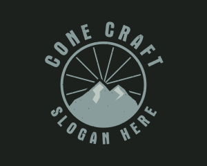 Hipster Mountain Badge logo design