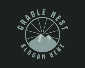 Hipster Mountain Badge logo design