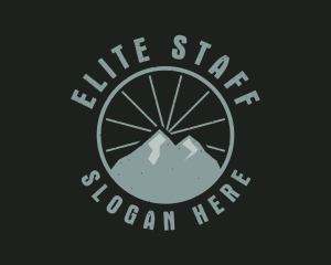 Hipster Mountain Badge logo design