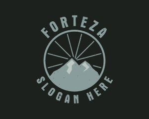 Hipster Mountain Badge logo design