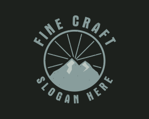 Hipster Mountain Badge logo design