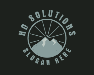 Hipster Mountain Badge logo design