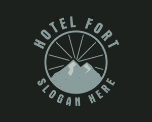 Hipster Mountain Badge logo design