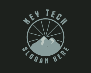 Hipster Mountain Badge logo design