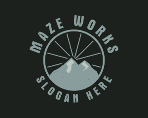 Hipster Mountain Badge logo design