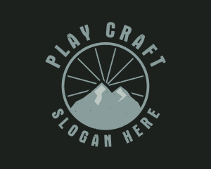 Hipster Mountain Badge logo design