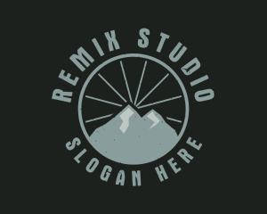 Hipster Mountain Badge logo design