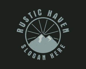 Hipster Mountain Badge logo design