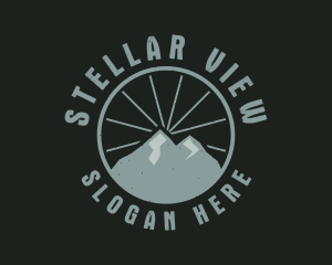 Hipster Mountain Badge logo design