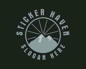 Hipster Mountain Badge logo design