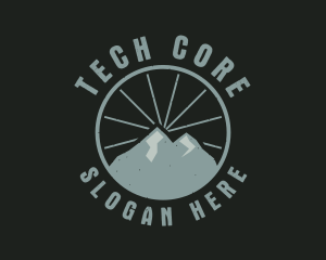 Hipster Mountain Badge logo design