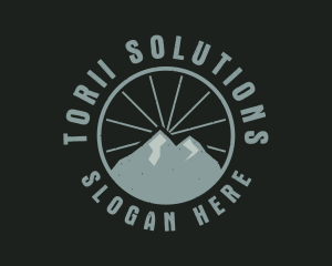 Hipster Mountain Badge logo design