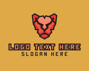 Leopard - Polygon Pink Panther logo design