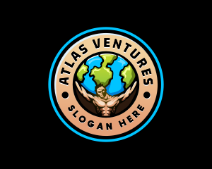 Muscular Atlas Earth logo design