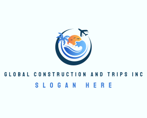 Travel - Airplane Beach Resort logo design