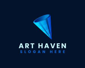 3D Digital Cone  logo design