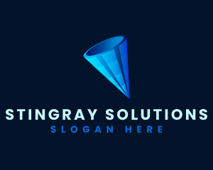 3D Digital Cone  logo design