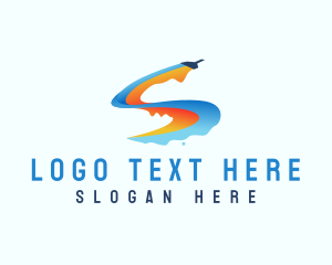 Color - Paint Brush Stroke Letter S logo design