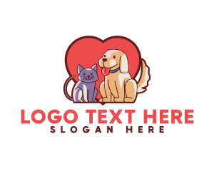 Pet - Cat Dog Heart logo design