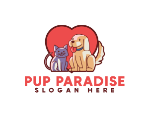 Cat Dog Heart logo design