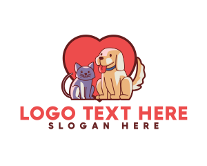 Feline - Cat Dog Heart logo design