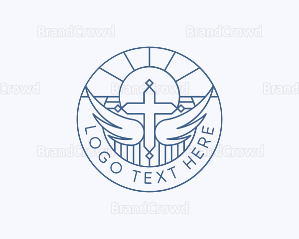 Religious Cross Wings Logo