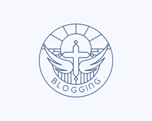 Religious Cross Wings logo design