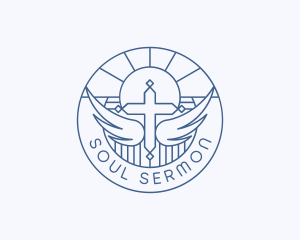 Preacher - Religious Cross Wings logo design