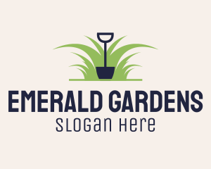 Shovel Lawn Grass logo design