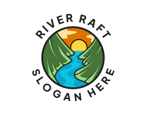 River Mountain Sunset logo design