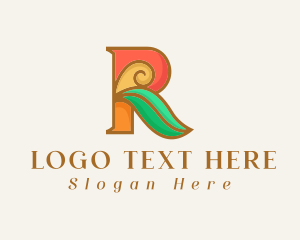 Art Deco - Art Deco Leaf Letter R logo design