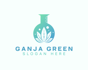 Marijuana Leaf Flask logo design