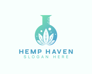 Marijuana Leaf Flask logo design